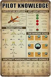 YOYI ART Metal Pilot Knowledge Sign - Airplane Aviation Decor Art, Vintage Tin Signs for Boys Room, Home Aviation Art Wall Decor, Cool Gifts For Aviation Lovers, 8 x 12 inch