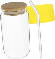 HEALEEP Elegant Glass Drinking Cup with Lid and Straw Versatile Juice and Cup Lightweight and Portable for Home The Go Refreshments
