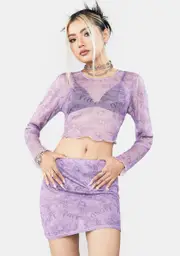 [Dolls Kill x NGOrder] Angel Face Mesh Skirt Set