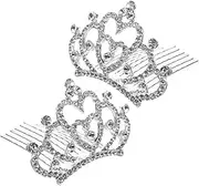 EPIGEIST 2pcs Mini Rhinestone Tiara Comb for Sparkling Princess Headpiece for Dance Competitions Performances Safe and Gentle Hair for Little Decor