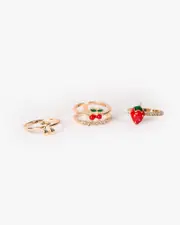 Multi Colour Strawberry Ring 3 Pack