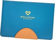 HOMSFOU Birth Certificate Holder Sturdy Document Protector for Unforgettable Memories Manmade Leather Cover for Birth Documents and Photos Present for Parents