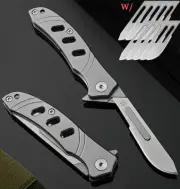 EDC Pocket Foldable Utility Knife Keychain Scalpel Blades Stainless Steel Handle