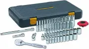 1/4-Inch Drive SAE/Metric 6 Point Standard and Deep Socket Set 51-Piece