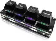 Mini 4-Key Select-All Cut Copy Paste Macro Pad Ctrl A X C V Shortcut One Handed Keyboard RGB Gaming Mechanical Keyboard OSU Keypad Programmable Keyboard for Working and Gaming. (Black)
