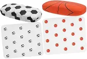 [EXQUIMEUBLE] 2 Pcs Eyeglass Storage Box Hard Shell Cases with Soccer Ball Basketball Design Lightweight Portable Eyewear Multiuse for Glasses Jewelry Keys