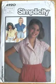 Simplicity Pattern 6920 Girls' Shirts Sz 10, 12, 14