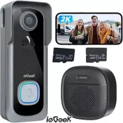 3MP/2K Doorbell Camera WiFi Waterproof Wireless 4800mAh Battery Rechargeable
