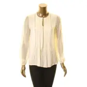 ELIE TAHARI LTD NEW Women's Fresh Pearl Silk Piper Blouse Shirt Top XS TEDO