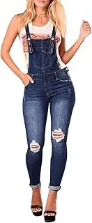 [LONGBIDA] Skinny Ripped Jeans Denim Jumpsuit Overalls For Women