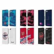 ARSENAL FC CREST AND GUNNERS LOGO LEATHER BOOK CASE FOR APPLE iPOD TOUCH MP3
