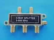Coax 4-way Splitter 5-900 MHz NEW GOLD