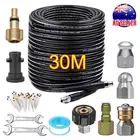 30M Sewer Jetter Kit for Pressure Washer Drain Cleaner Hose 5800PSI NPT 1/4 Pipe