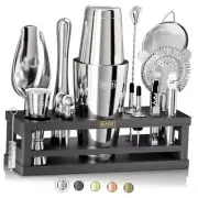 Mixology Bartender Kit Bar Set | 16-Piece 28oz Boston Shaker Silver/Black