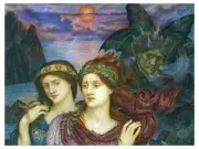 The Vision Girls Sun by E. Morgan Tile Mural Kitchen Backsplash Marble Ceramic