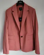 Next Tailored Suit Jacket Pastal Pink Womens UK Size 16 Fitted Formal Button