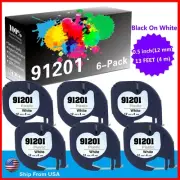6 PK 91201 Label Tap 91331 Used for Dymo Label Maker 200 210D(Black on White)