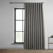 HPD Half Price Drapes BOCH-LN18513-96-DW Faux Linen Extra Wide Blackout Room Darkening Curtain (1 Panel), 100 X 96, Blazer Grey