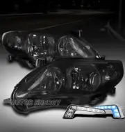 FOR 11-13 TOYOTA COROLLA BLACK/SMOKE HEADLIGHTS HEADLAMPS W/BLUE LED DRL SIGNAL (for: Toyota)