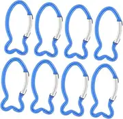 ULTECHNOVO 8pcs Fish Shape Aluminum Alloy Climbing Carabiner Clips Heavy Duty Carabiner Fasteners Snap Hooks for Outdoor Camping and Travel