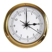 Clock, Wall Mounted Tester Copper Shell Marine for Weather Station, Wall Hanging Boat Using Clock, 115mm-YKY416 GoldWhite