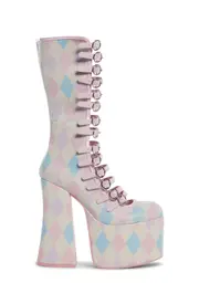 [Sugar Thrillz] Hardcore Dazzle Platform Boots - Harlequin Fantasy