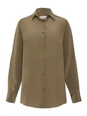Matteau | Long Sleeve Silk Shirt in Khaki Willow | The UNDONE