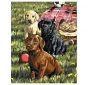 PLAID PAINT BY NUMBERS Painting Kit Large Puppies on a Picnic Dog Cute 22079