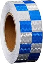 Reflective Tape Sticker 10ft X 50mm Reflective Warning Tape, Reflective Tape Outdoor Waterproof High Vis Fluorescent Tape, Transport Safety Roll Road Tape, Luminous Tape Blue&White