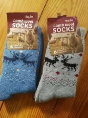 2 Pair Lambs Wool Hiking Socks Unisex 9-11