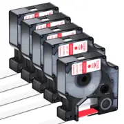 Compatible DYMO D1 LabelManager 45015 Red on White Label Tape 1/2" S0720550 5PCS