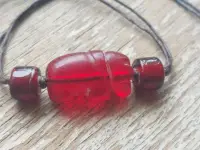 在飛比找Yahoo!奇摩拍賣優惠-古珠幸運繩：紅琉璃象珠，紅白心琉璃珠