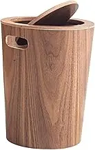 Generic Wood Trash Can with Lid, Wastebasket Garbage Bin Decorative with Swing Lid Garbage Can, Walnut