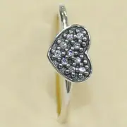 New Authentic Pandora Pave Heart Ring 190890CZ Multiple Size W Tag & Suede Pouch