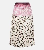 [Dries Van Noten] Dries Van Noten Printed silk midi skirt AU 10 white