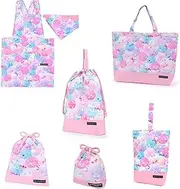 COLORFUL CANDY STYLE NT905400 Kindergarten Entrance School Entrance 6-Piece Set, Lesson Bag, Quilting (with Gusset), Shoe Case, Drawstring Bag, Gymnastics Clothing Bag, Lunch Bag, Cup Bag, Small