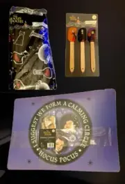 Halloween Hocus Pocus Lot Disney Vinyl Tablecloth Placemats and Mini Spatulas