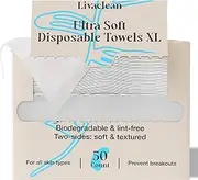 50 CT Face Cloths for Washing Face – Biodegradable Viscose Disposable Face Towel – Ultra Absorbent Clean Towels Wipes for Skincare & Makeup Removal – Lint-Free Facial Towelettes for Sensitive Skin
