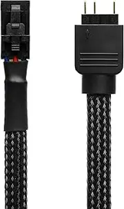CRJ 3-Pin ARGB Lighting Adapter Cable - 6-inch (15cm) Premium Black Sleeved, for Corsair iCUE Commander and Node 3-Pin RGB Lighting
