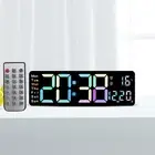 Digital Alarm Clock 10 Level Adjustable Brightness Wall Clock with Temperature