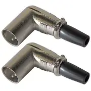 2 MALE mic cable microphone cord Right Angle 90 degree 3 pin XLR connector plug