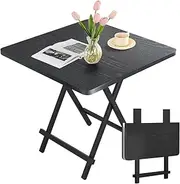 Cicino Portable Foldable Dining Table, Square Folding Multipurpose Card Table, Space Saving Drop Leaf Dinner Table, Black, 27.5"W x 27.5"D x 28.7"H