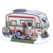 Lemax 2018 High Rock Lake Trailer Vail Village #85322 Snowman Gas Tank Fire Pit