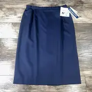 Pendleton Skirt Womens 14 Blue Virgin Wool Teflon Fabric Protector 28” Work NEW