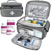 Medicine Bag, First Aid Kit, Medicine Storage Box, Travel First Aid Kits Bag, Emergency Kits Organizer, Portable Lockable Pill Bottle Organizer, Outdoor Survival Bag (Grey)