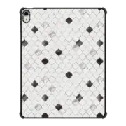 iPad Air 13-inch (M2/M3) iPad Impact Case Chic black white silver quatrefoil geometric shape pattern