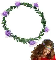 [Generic] Floral Wreath Headband - Wreath Garland Hair Bands - Fashionable Wedding Bride Bridal Headdress, Stylish Adjustable Flower Headband for Girls, Holiday