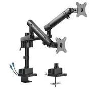 Brateck Dual Monitor Aluminium Slim Pole Held Mechanical Spring Monitor Arm Fit Most 17'-32' Monitors Up to 8kg per screen VESA 75x75/100x100