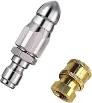 1 Vome 6 Rear Set Pipe Cleaning Nozzle Rotating and 1/4 Inch Quick Connector, Duct Jet Nozzle, Compact Pressure Washer, Waste Water Nozzle, Duct Nozzle for Cleaning Ducts, 2 Pieces (1/4 Inch