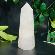 834g Natural Clear Crystal Quartz Obelisk White Crystal Wand Point Reiki Tower